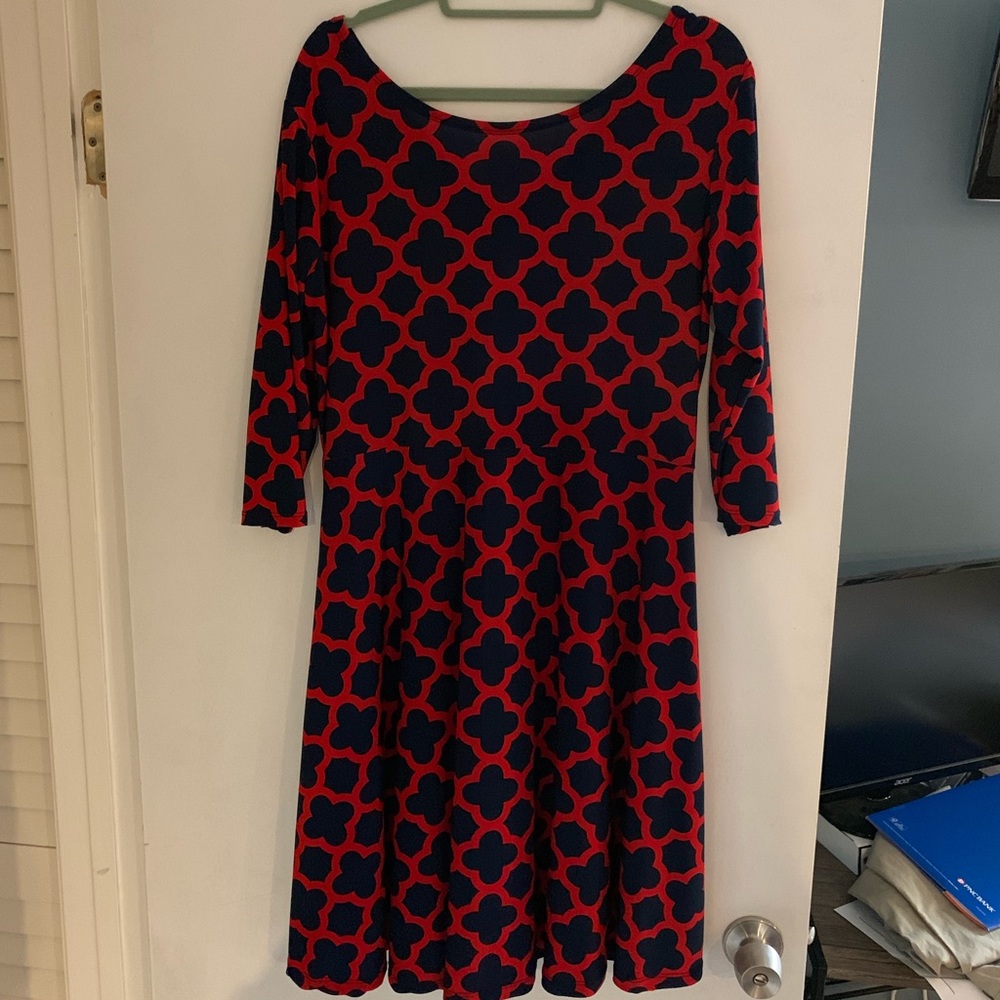 Awesome Navy & Red Slinky Dress in XL